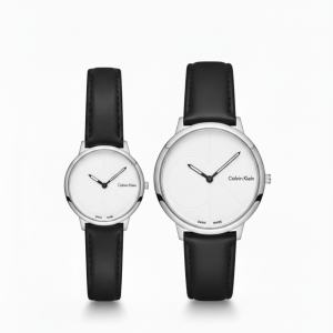 calvin klein eternal elegance silver & black couple watches